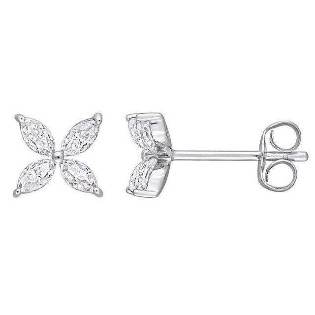 Stella Grace 10k White Gold Lab-Created Moissanite Floral Stud Earrings, Womens, 10k Whgold Product Image