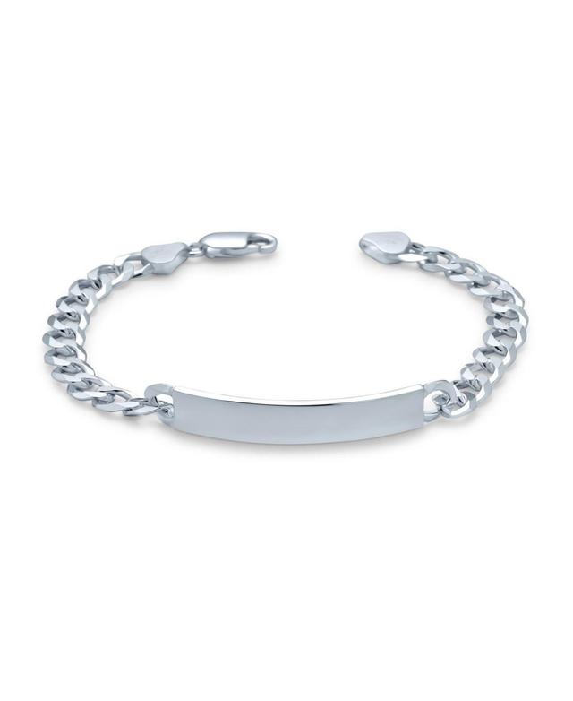 Bar Name Plated identification Id Bracelet For Men 6 Mm Diamond Cut Miami Cuban Curb Link Chain Link 200 Gauge .925 Sterling Silver 9 Inch - Silver cu Product Image