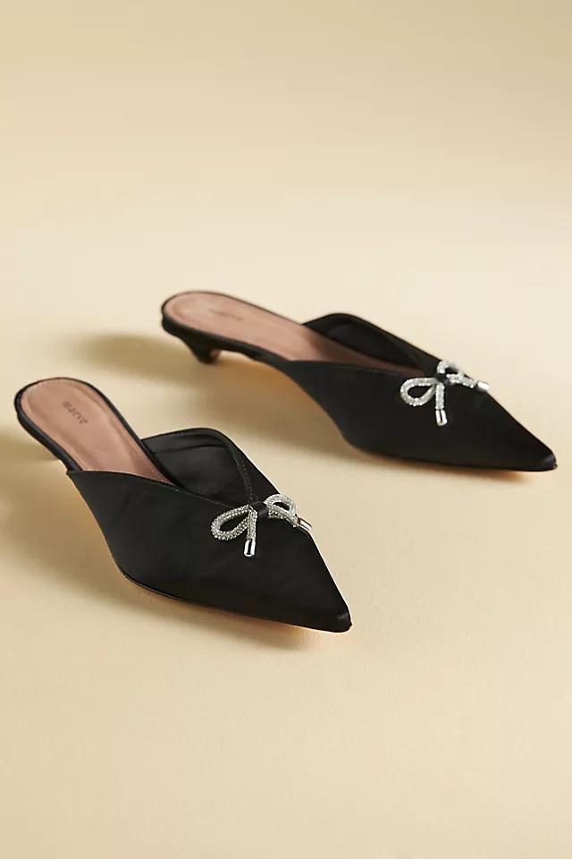 Maeve Satin Bow Mule Heels Product Image