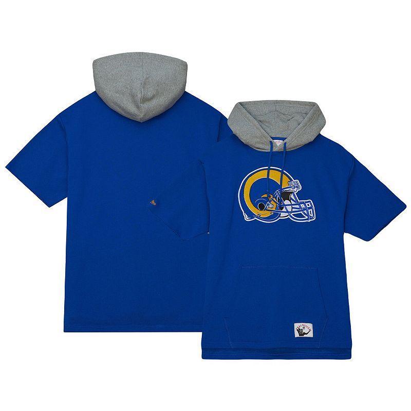 Mens Mitchell & Ness Royal Los Angeles Rams Postgame Short Sleeve Hoodie Product Image