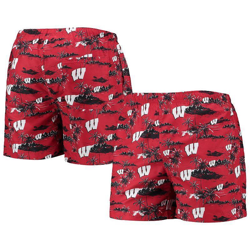 Mens FOCO Wisconsin Badgers Island Palm Swim Trunks Product Image