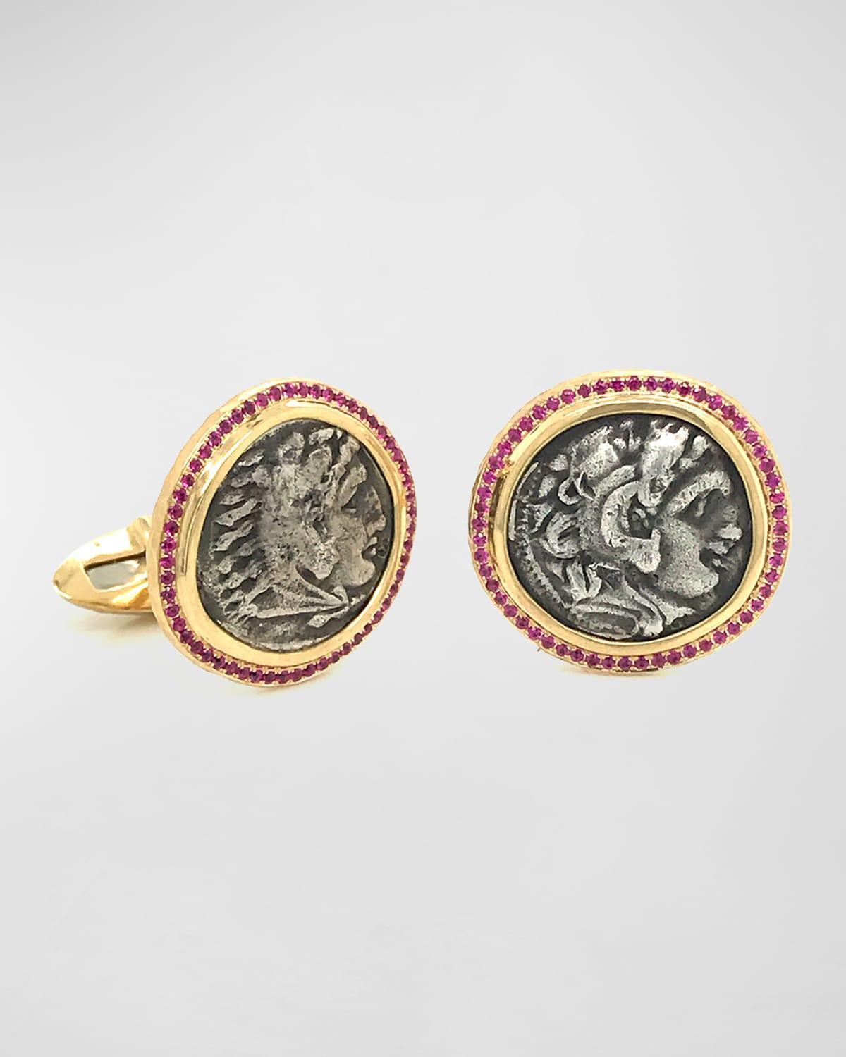 Mens 18K Gold Ancient Coin Cufflinks Product Image