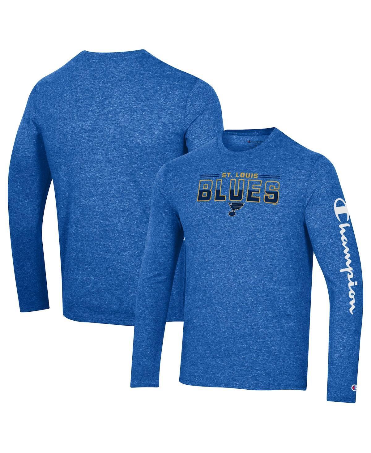 Mens Champion Heather Royal St. Louis Blues Tri-Blend Long Sleeve T-Shirt Product Image