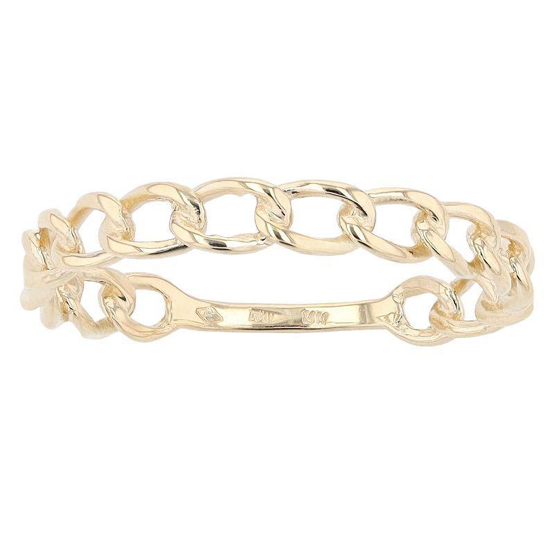 Au Naturale 14k Yellow Gold 3.2mm Curb Link Ring, Womens 14k Gold Product Image