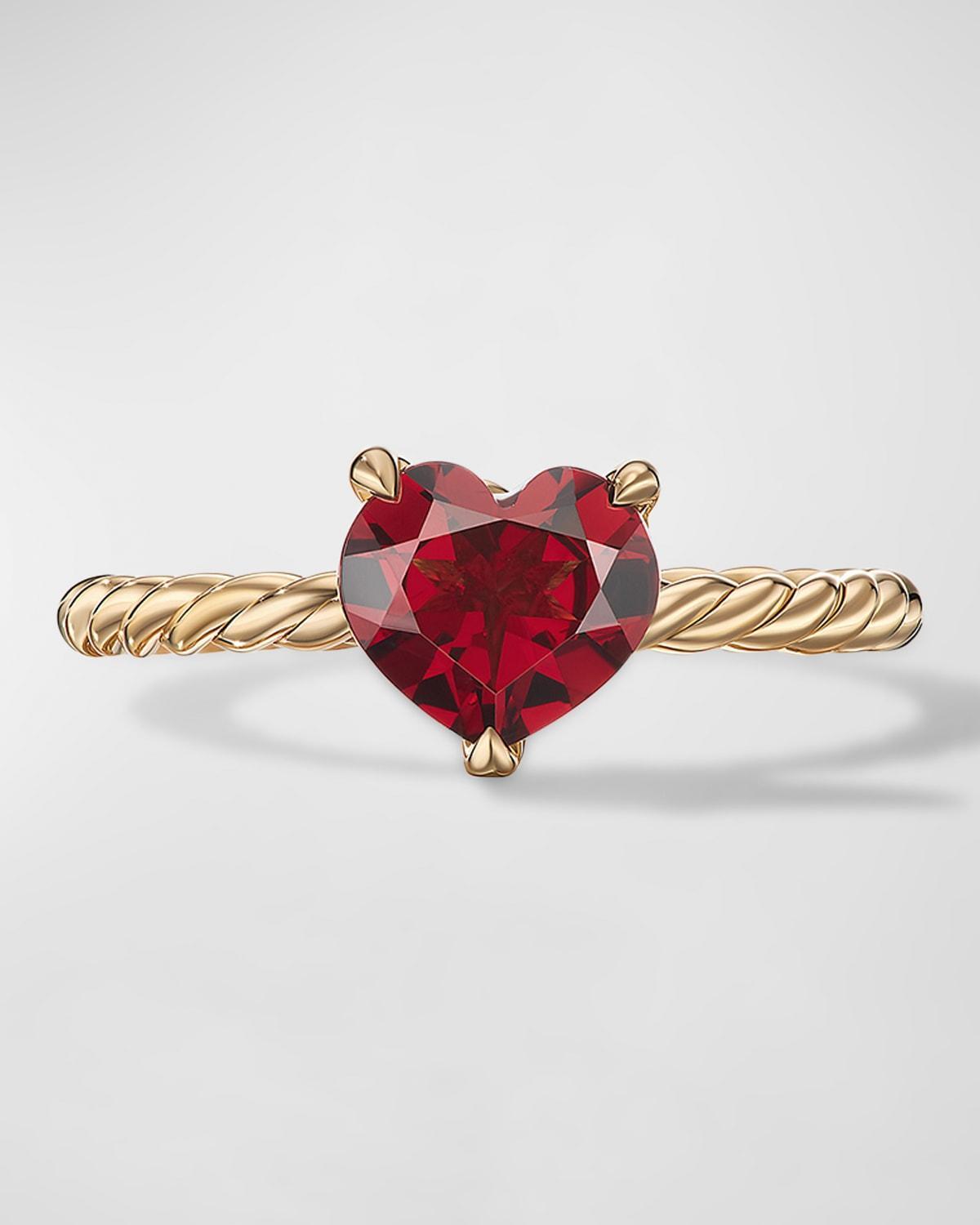 Womens Chatelaine Heart Ring in 18K Yellow Gold with Garnet Product Image