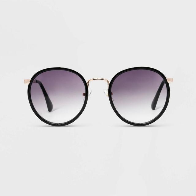 Womens Shiny Plastic Round Sunglasses - Universal Thread Black Product Image