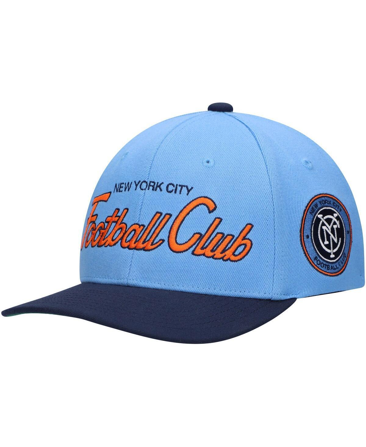 Mens Mitchell & Ness Light Blue New York City Fc Team Script 2.0 Stretch Snapback Hat Product Image