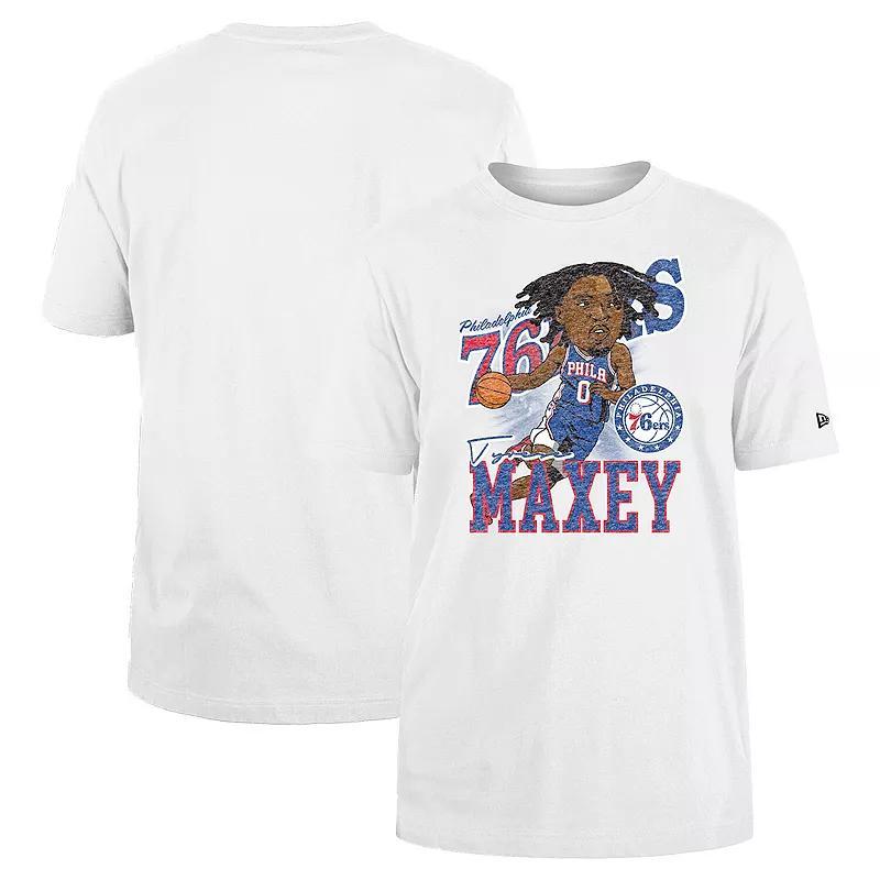 Mens New Era Tyrese Maxey White Philadelphia 76ers Caricature Player T-Shirt Product Image