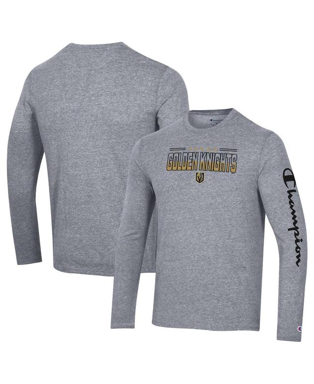 Mens Champion Heather Gray Vegas Golden Knights Tri-Blend Long Sleeve T-Shirt Product Image