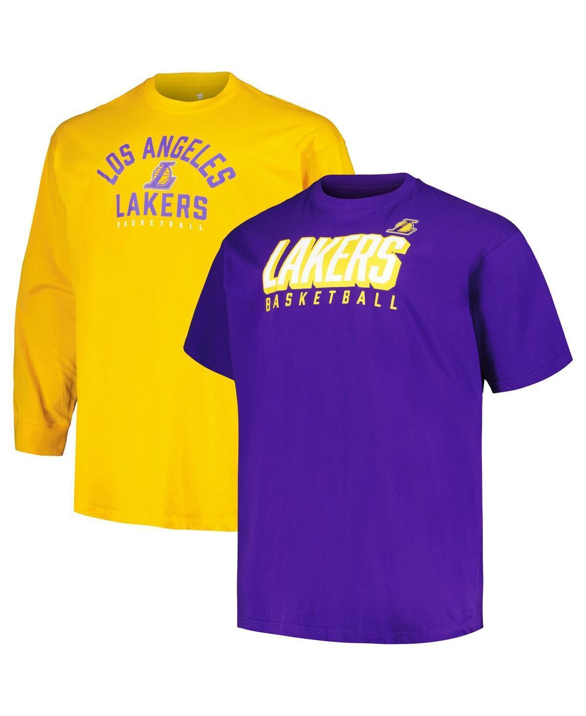 Mens Fanatics Purple Los Angeles Lakers Big and Tall Short Sleeve and Long Sleeve T-shirt Set - Purple Product Image