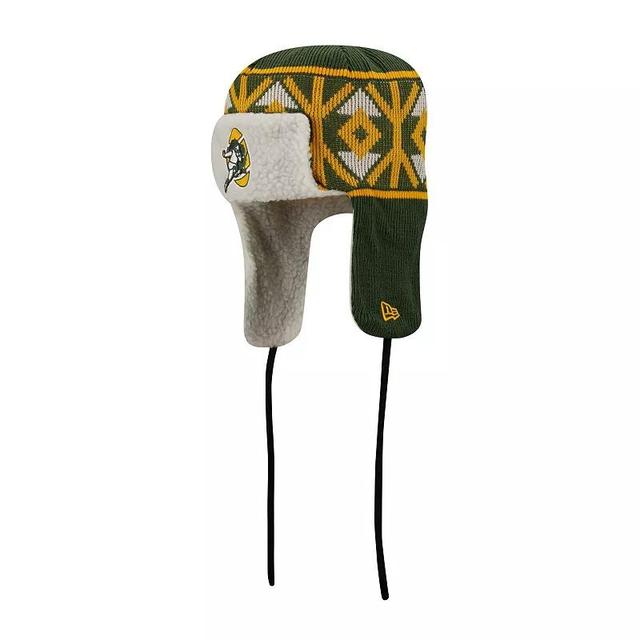 Mens New Era Green Green Bay Packers Historic Logo Knit Trapper Hat Product Image