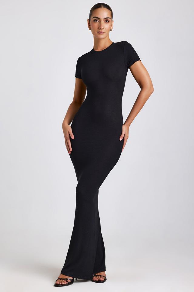 Ribbed Modal Maxi Dress in Black Product Image