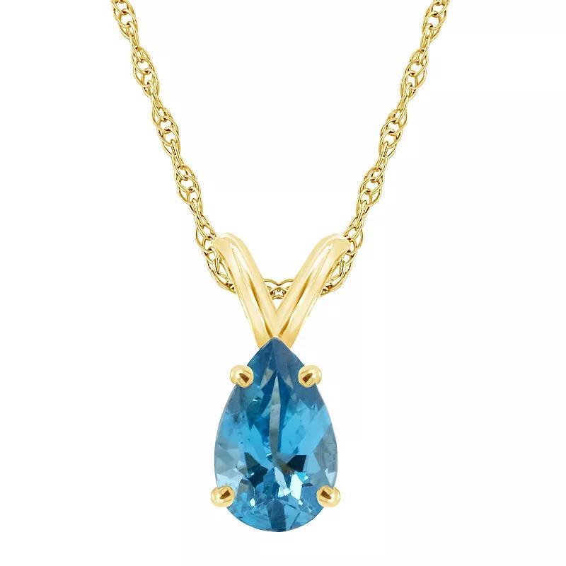 Celebration Gems 14k Gold Gemstone Teardrop Pendant Necklace, Womens Blue Topaz Product Image