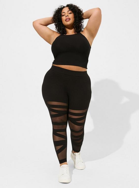 Crop Signature Waist Cutout Mesh-Back Legging Product Image