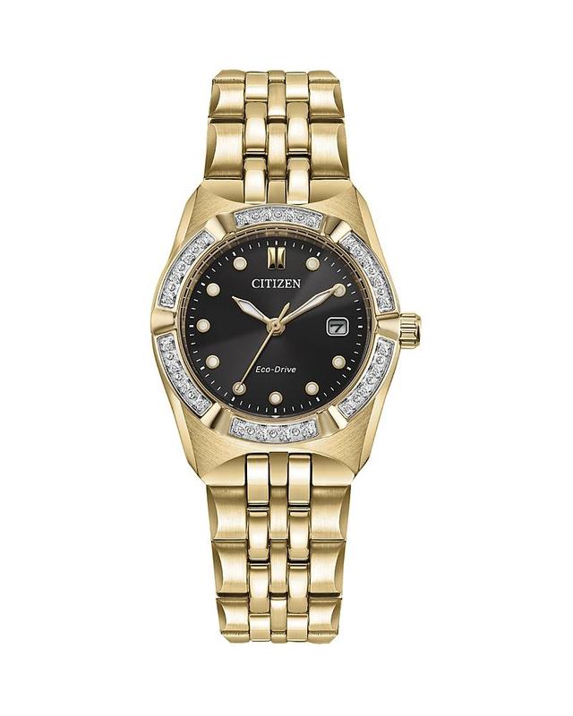 Citizen Eco-Drive Womens Corso Diamond (1/10 ct. t.w. Stainless Steel Bracelet Watch 28mm - Gold-tone Product Image