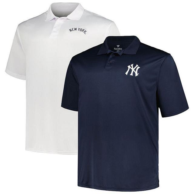 Mens Profile /White New York Yankees Big & Tall Two-Pack Solid Polo Set Blue Product Image