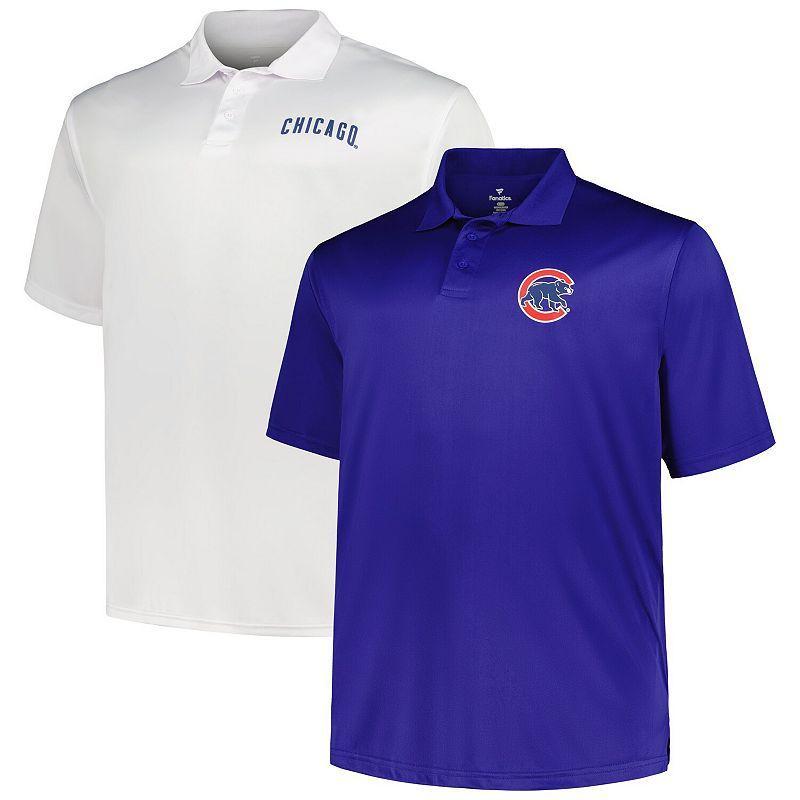 Mens Profile Royal/White Chicago Cubs Big & Tall Two-Pack Solid Polo Set Product Image