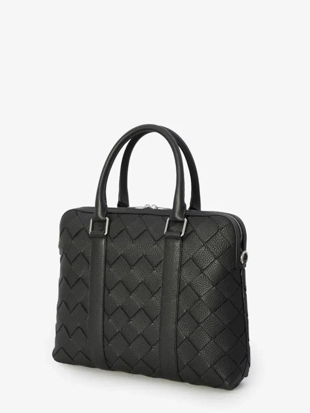 BOTTEGA VENETA Men's Slim Intrecciato Briefcase In Black Product Image