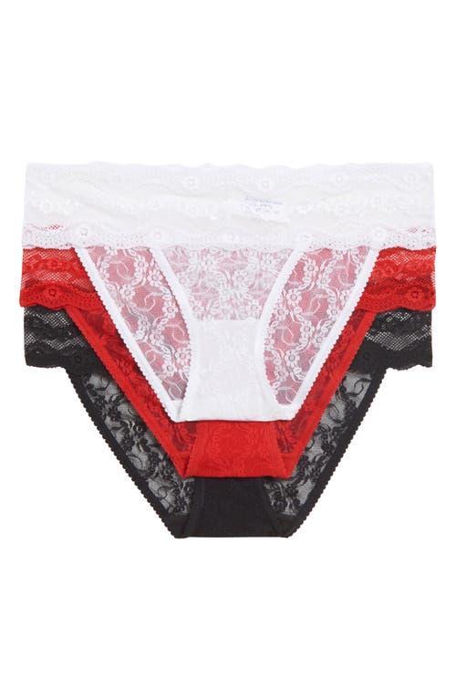 b.temptd by Wacoal Womens 3-Pk. Lace Kiss Bikini Underwear 970682 - Rose Smoke/ Au Natural/ Product Image