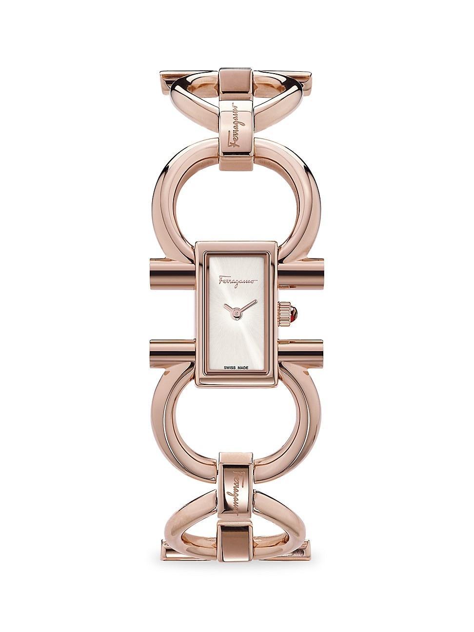 Womens Double Gancini Rose Goldtone IP Bracelet Watch Product Image