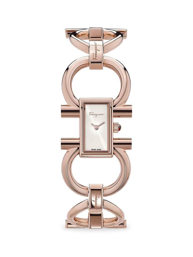 Womens Double Gancini Rose Goldtone IP Bracelet Watch Product Image