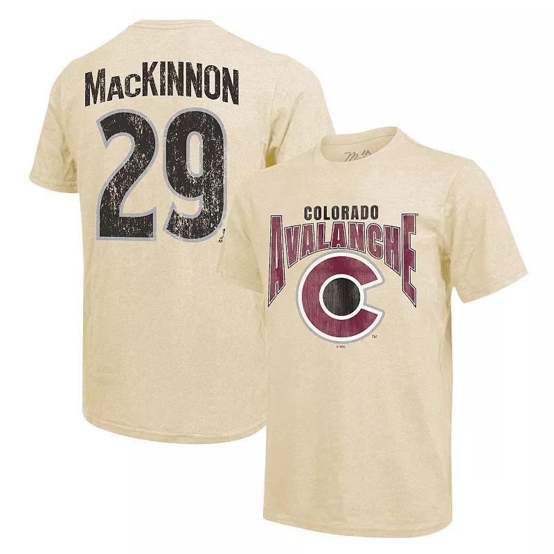 Mens Majestic Threads Nathan MacKinnon Cream Colorado Avalanche Dynasty Name & Number Tri-Blend T-Shirt Product Image