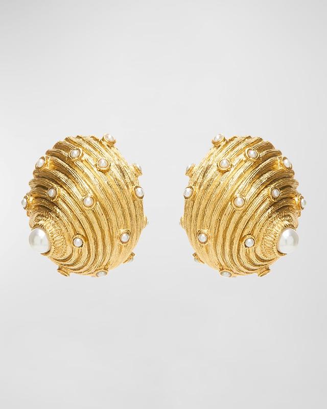 Pearly Dotted Shell Clip-On Earrings Product Image