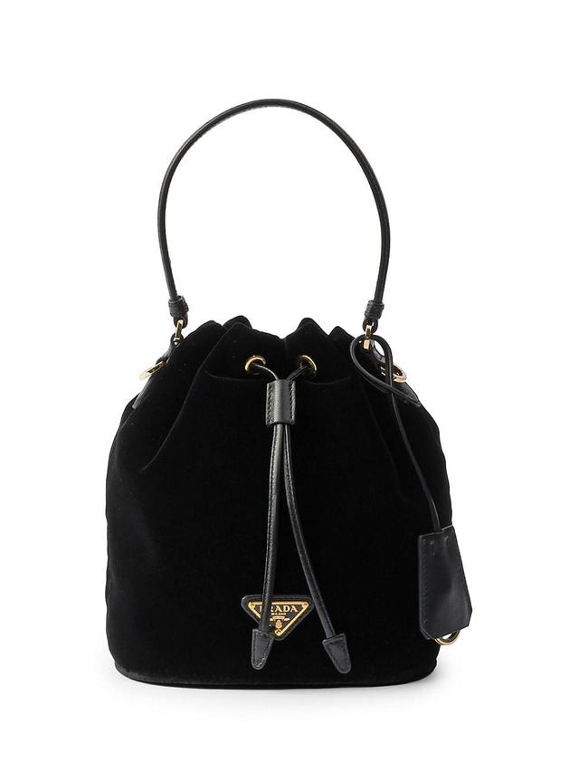 Womens Velvet Mini Bag with Nappa Leather Details Product Image