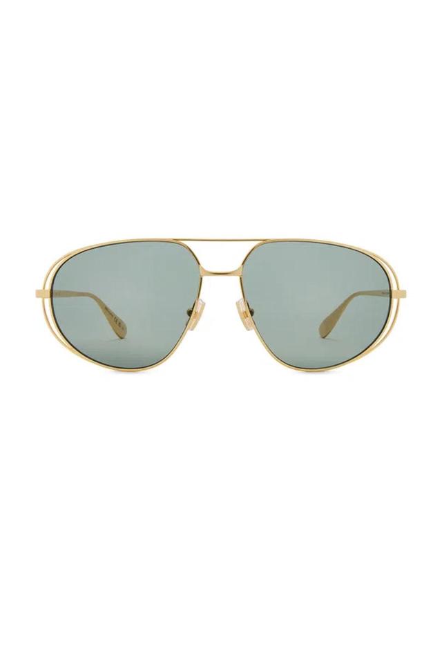 Aviator Sunglasses In Gold & Green Product Image