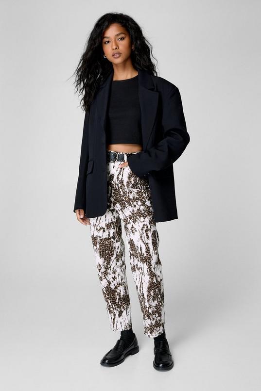 Leopard Print Straight Leg Jeans Product Image