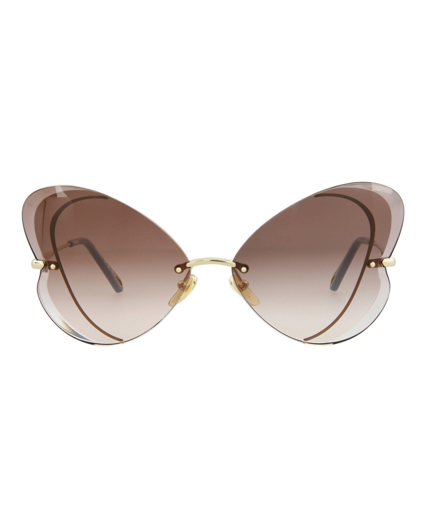 Cat Eye-frame Metal Sunglasses In Beige Product Image