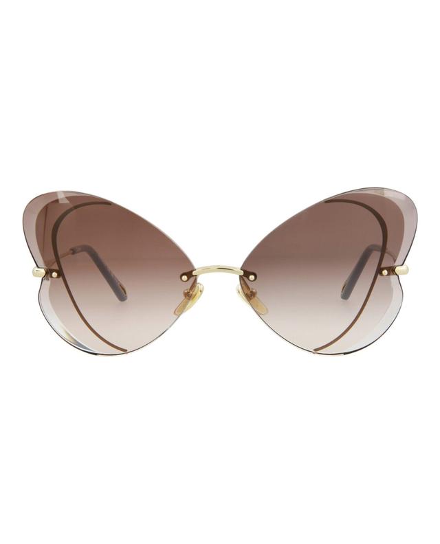 Cat Eye-frame Metal Sunglasses In Beige Product Image