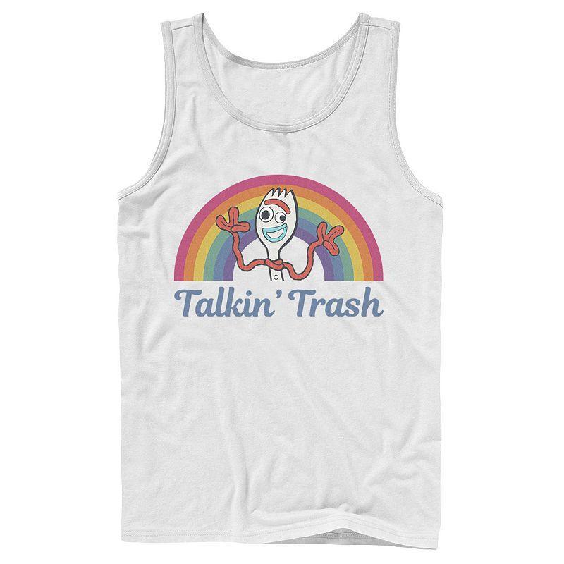 Mens Disney / Pixar Toy Story 4 Forky Talkin Trash Rainbow Poster Tank Top Athletic Grey Product Image