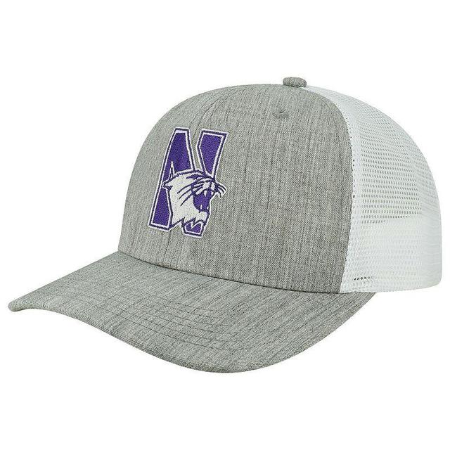 Mens Heather Gray/White Northwestern Wildcats The Champ Trucker Snapback Hat Product Image