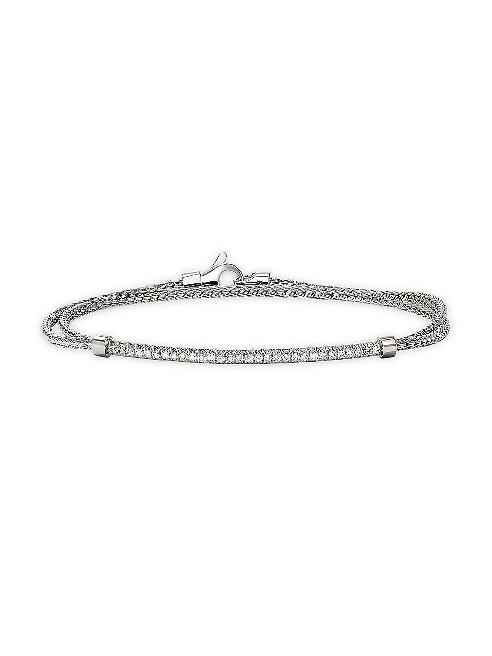 Womens JH Essentials Pav Sterling Silver & 0.24 TCW Diamond Wrap Bracelet Product Image