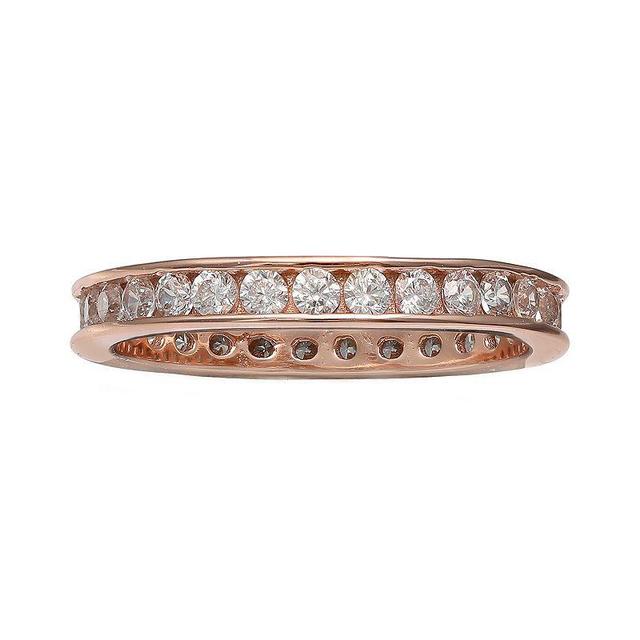 PRIMROSE 18k Rose Gold Over Silver Cubic Zirconia Eternity Band, Womens Pink Tone Product Image