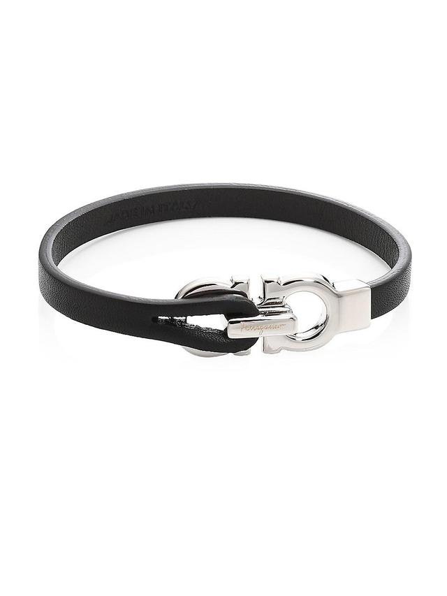 FERRAGAMO Double Gancio Leather Bracelet Product Image