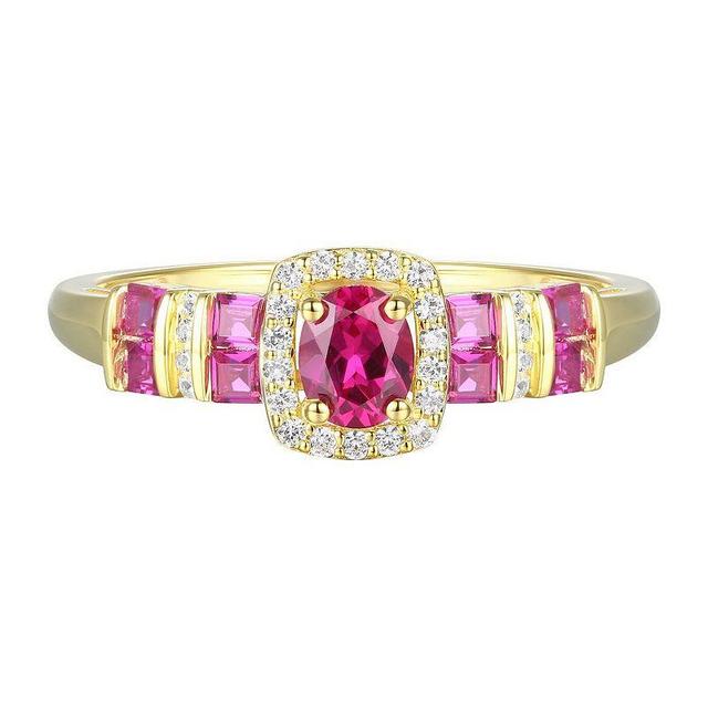 14k Gold Over Silver Lab-Created Ruby, Lab-Created White Sapphire Solitaire Ring, Womens Yellow Product Image