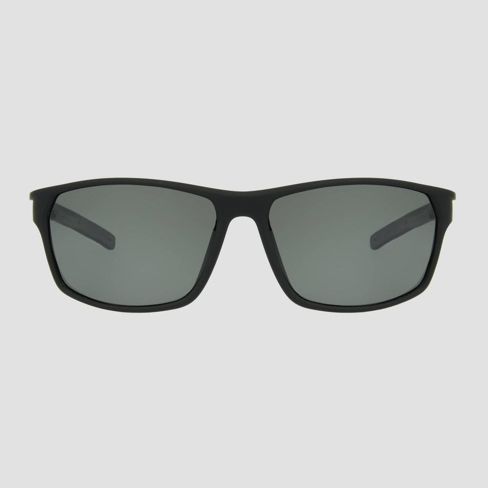 Mens Rectangle Sunglasses with Mirrored Polarized Lenses - All in Motion Black Product Image