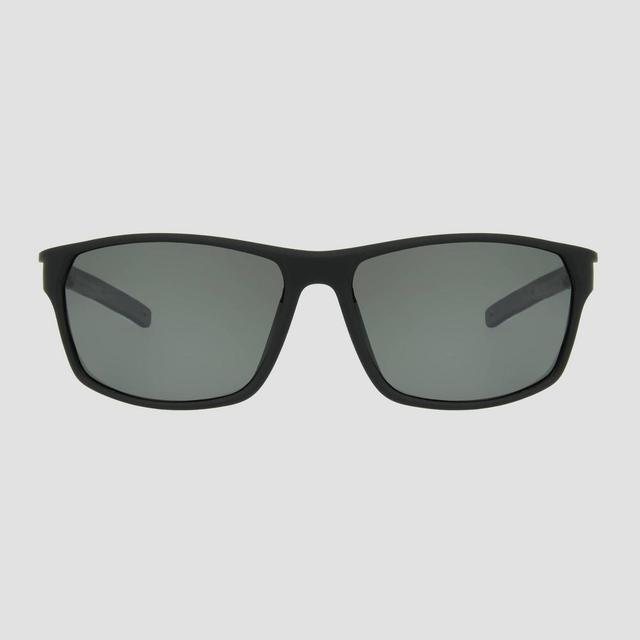 Mens Rectangle Sunglasses with Mirrored Polarized Lenses - All in Motion Black Product Image