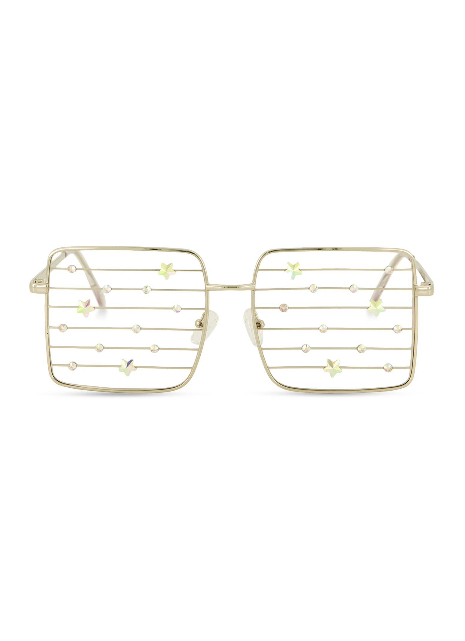 Womens Cut Out Star Rhinestone Lens Squared Glasses Product Image