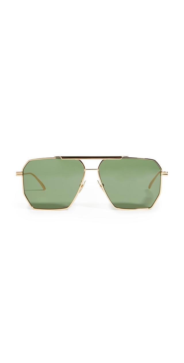 Bottega Veneta Geometric Navigator Sunglasses Gold/Gold/Green One Size Product Image