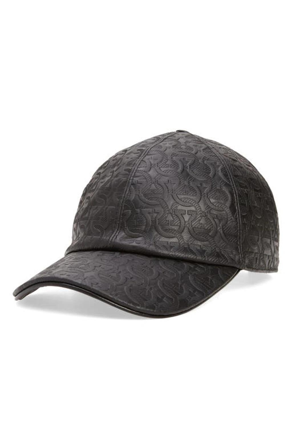 FERRAGAMO Gancini Leather Baseball Cap In Black Product Image