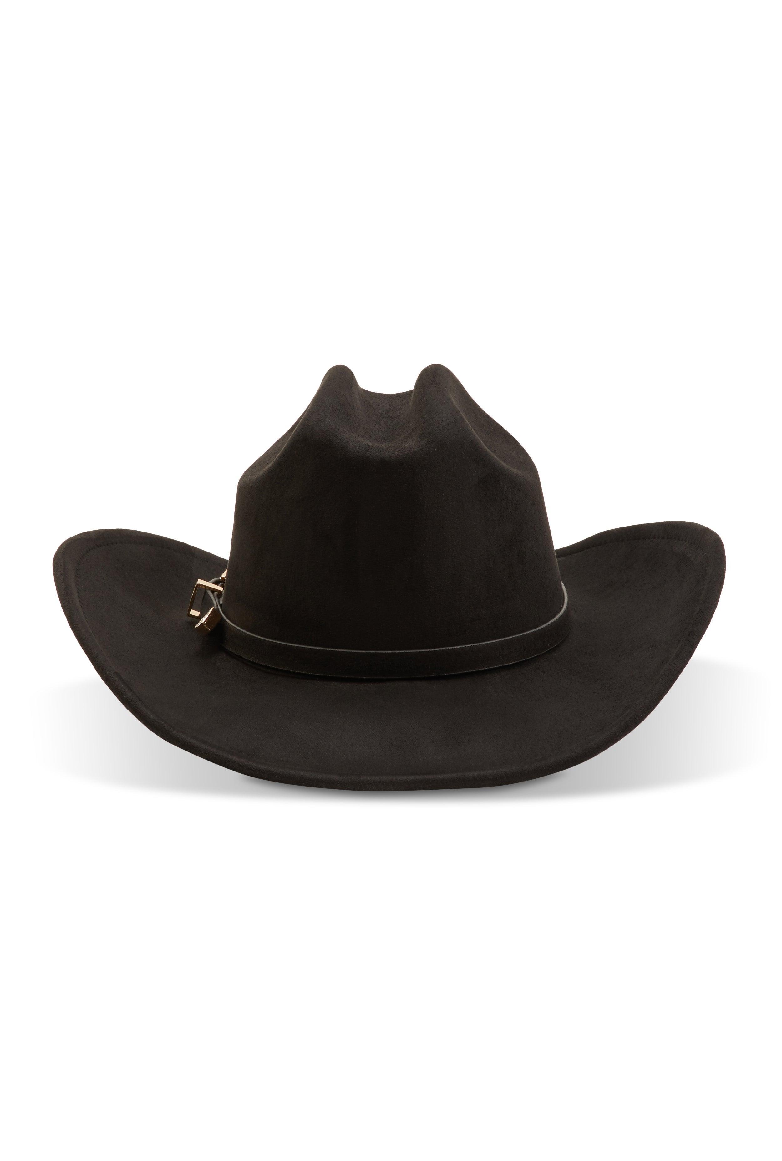 Rhinestone Buckle Faux Suede Cowboy Hat Female Product Image