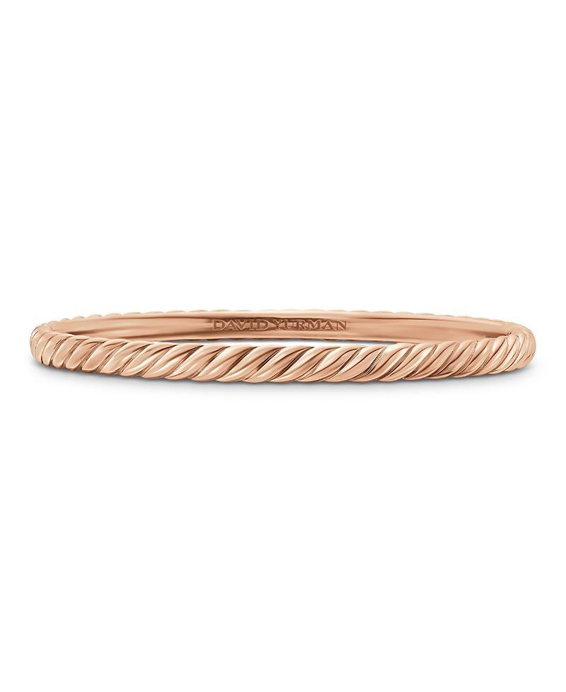 Womens Sculpted Cable Bangle Bracelet in 18K Rose Gold Product Image