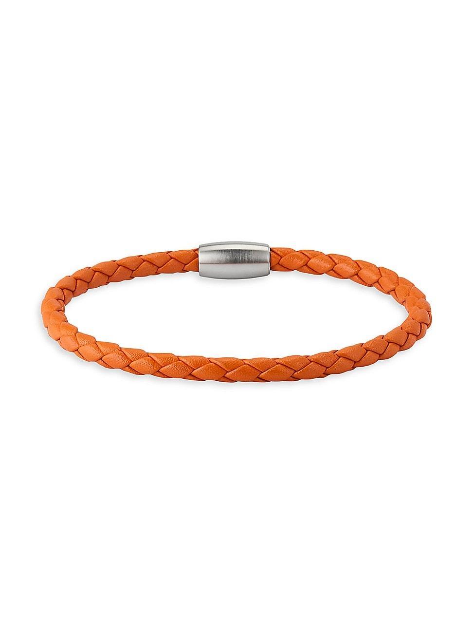 Mens Braided Leather Magnetic Bracelet Product Image