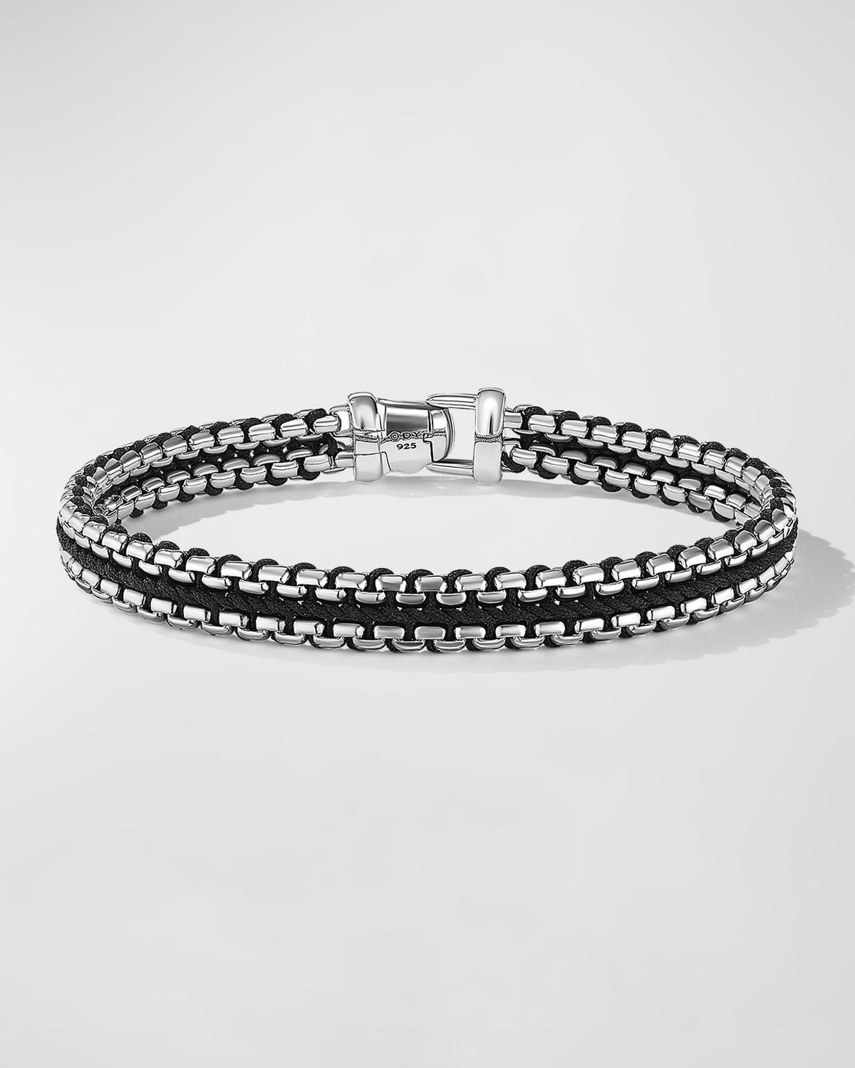 Mens Woven Box Chain Bracelet in Sterling Silver Product Image