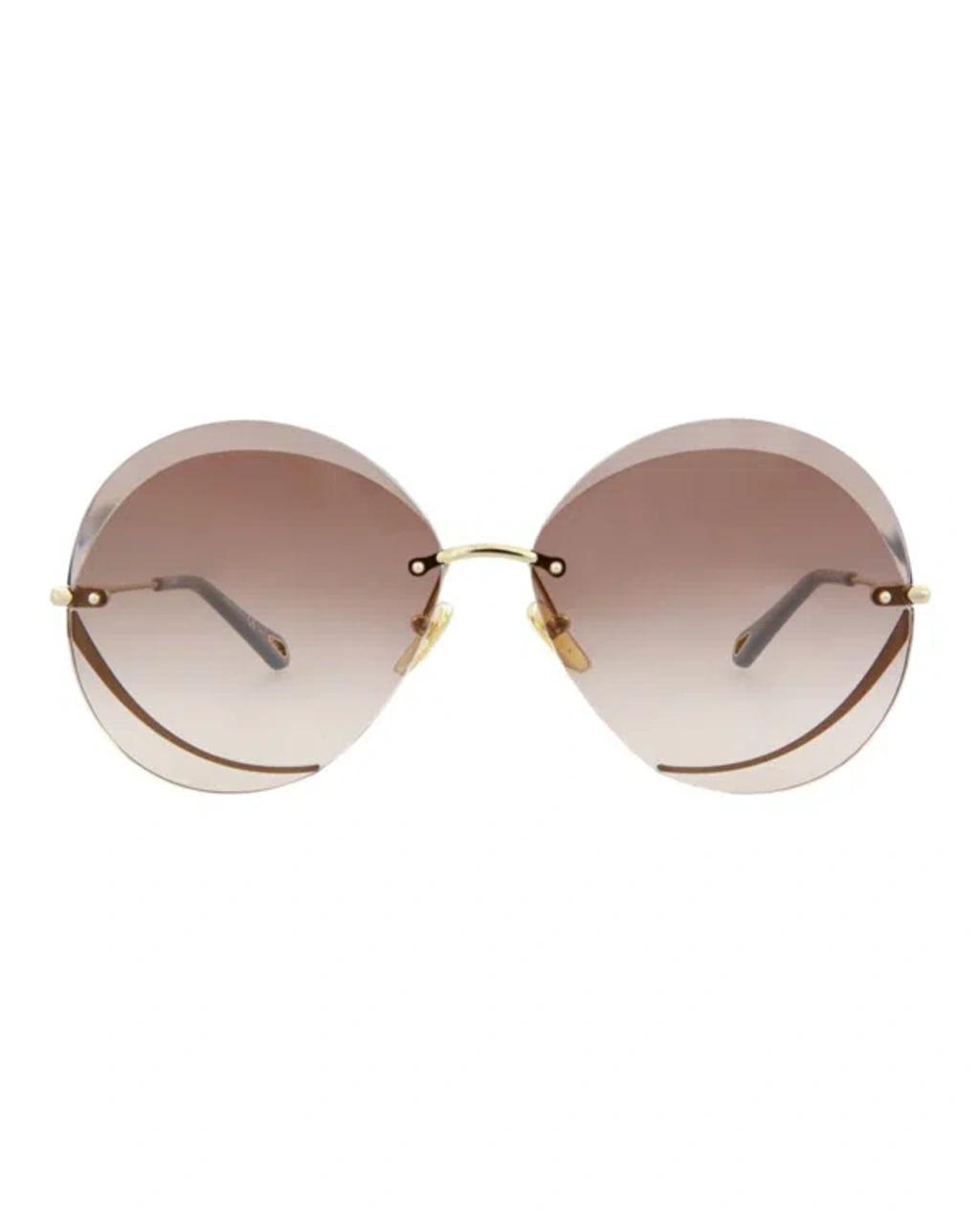 Ch0045s Round-frame Metal Sunglasses In Beige Product Image