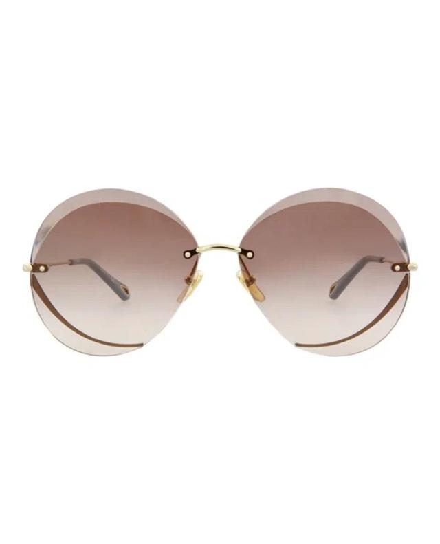 Ch0045s Round-frame Metal Sunglasses In Beige Product Image