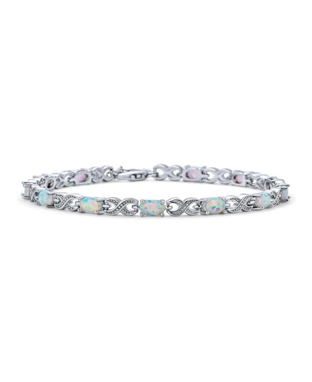 Bling Jewelry White Synthetic Opal Milgrain Infinity Tennis Bracelet For Women Sterling Silver 7.5 Inch Product Image